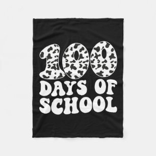 Groovy 100 Days Of School Cow Print 100th Day Scho Fleece Blanket