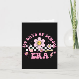 Groovy 100 Days Of School Era Flower 100th Day Tea Card