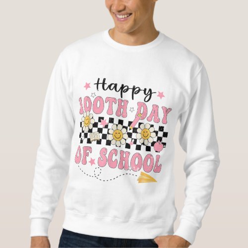 Groovy 100 Days of School Girls Kids Teacher Happy Sweatshirt