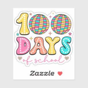 Groovy 100 Days Of School Retro Colorful Disco Sticker