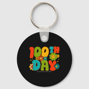 Groovy 100 Days Of School Student Teachers Kids Hi Keychain
