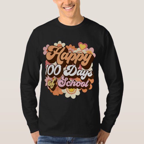 Groovy 100 Days of School Teacher Kids Retro Happy T_Shirt