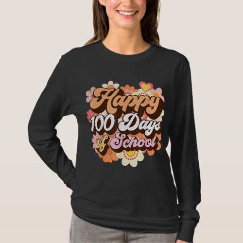 Groovy 100 Days of School Teacher Kids Retro Happy T_Shirt