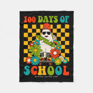 Groovy 100 Days Of School Teachers Kids Ghost Hipp Fleece Blanket