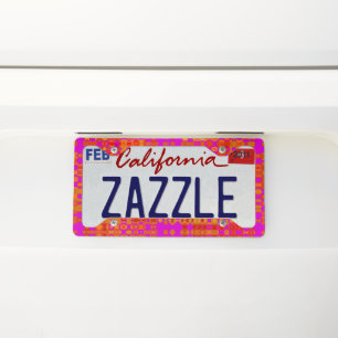 GROOVY 1960S PINK & ORANGE LICENSE PLATE  FRAME