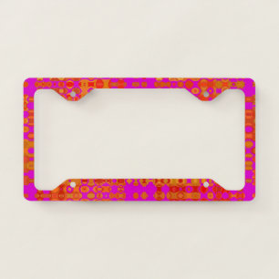 GROOVY 1960S PINK & ORANGE LICENSE PLATE FRAME