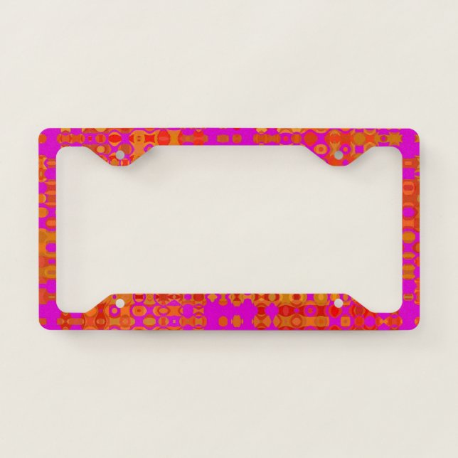 GROOVY 1960S PINK & ORANGE LICENSE PLATE  FRAME (Front)