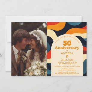 Groovy 1970s 50th Wedding Anniversary Photo Invitation