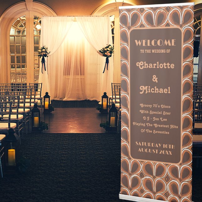 Groovy 1970s Disco | Retro Pattern Wedding Welcome Retractable Banner (Creator Uploaded)
