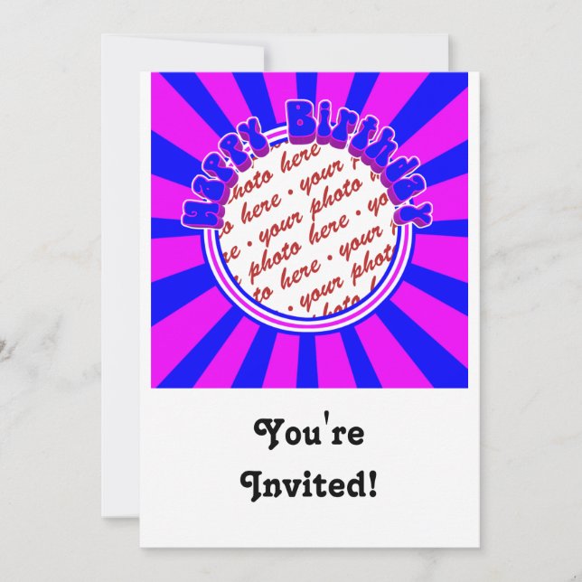 Groovy 1970's Retro Birthday  Photo Frame Invitation (Front)