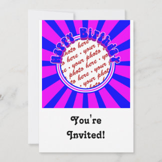 Groovy 1970's Retro Birthday Photo Frame Invitation