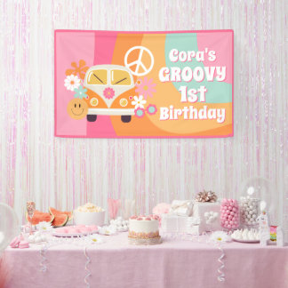 Groovy 1st Birthday Banner