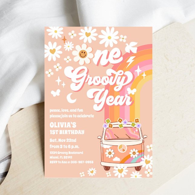 Groovy 1st Birthday Invitation (Creator Uploaded)