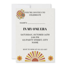Groovy 1st Birthday Invitation In My One Era Retro