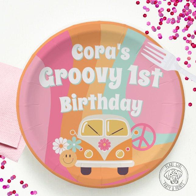 Groovy 1st Birthday Paper Plates (Creator Uploaded)
