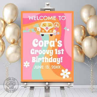 Groovy 1st Birthday Welcome Sign