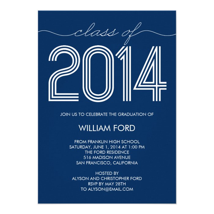 Groovy 2014 Graduation Invitation   Navy