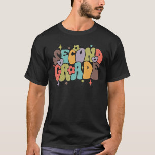 Groovy 2nd Grade Vibes Face Retro Teachers Back To T-Shirt