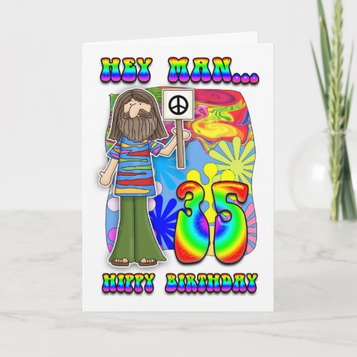 Groovy 35th Birthday _ Hippy Birthday Card