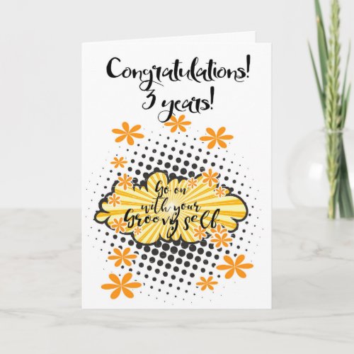 Groovy 3 year clean 12 step anniversary Card