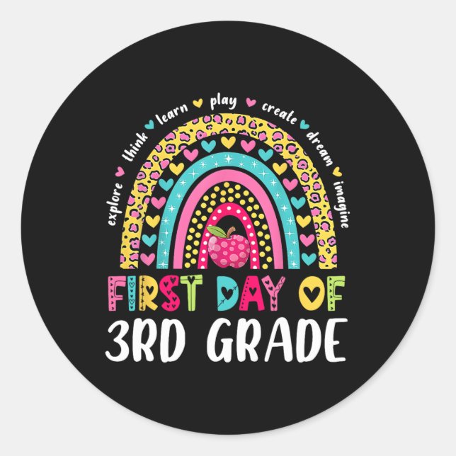 Groovy 3rd Grade Back To School First Day Of Third Classic Round Sticker (Front)