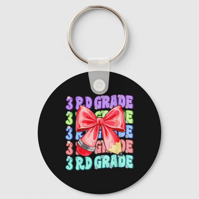 Groovy 3rd Grade Back To School First Day Of Third Keychain (Front)