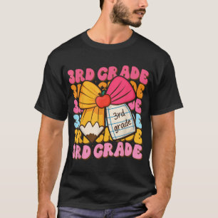 Groovy 3Rd Grade Pencil Coquette Bow Back To T-Shirt