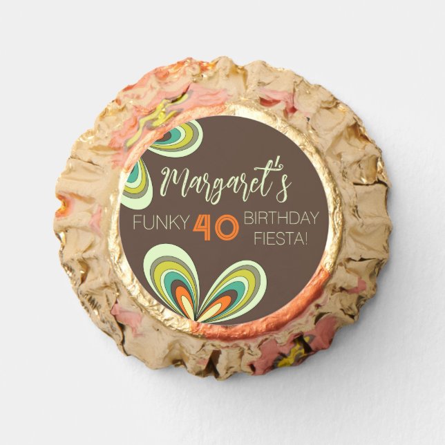 Groovy 40th Birthday Party 70s Hippie Flower  Reese's Peanut Butter Cups (Front)