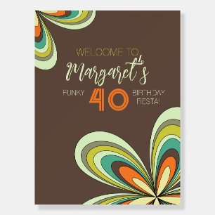 Groovy 40th Birthday Party Hippie Flower Welcome Foam Board