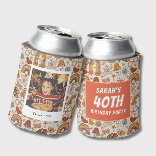 Groovy 40th Birthday Photo Can Cooler