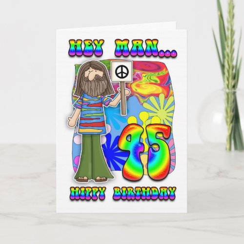 Groovy 45th Birthday _ Hippy Birthday Card