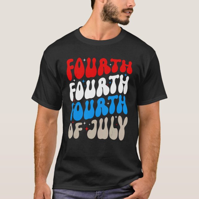 Groovy 4th Of July Merica Patriotic American Flag  T-Shirt (Front)