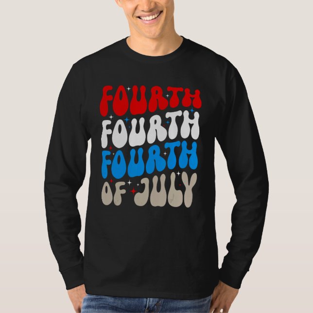 Groovy 4th Of July Merica Patriotic American Flag  T-Shirt (Front)
