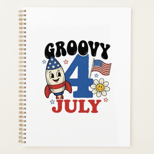 Groovy 4th of July Rocket Patriotic Shirt Design_1 Planner
