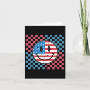 Groovy 4th Of July Smile Face Usa Flag Freedom Card
