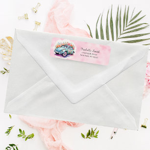 Groovy 60’s Bug Car With Daisies Return Address Label
