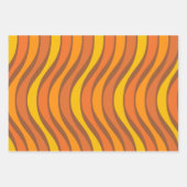 Groovy 60s 70s Abstract Wavy Lines Orange Brown Wrapping Paper Sheets (Front 3)