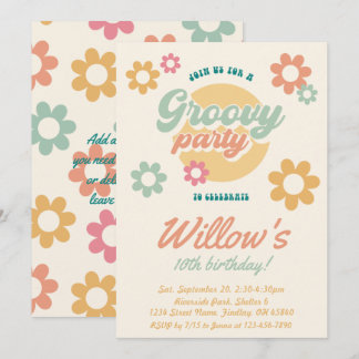Groovy 60's 70's Flowers Birthday Party, Any Age Invitation