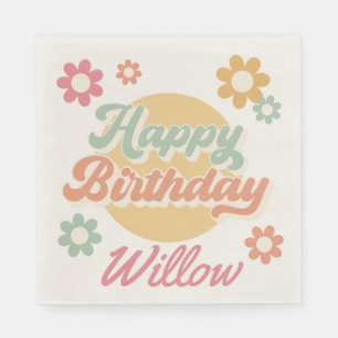 Groovy 60's 70's Flowers Birthday Party, Any Age Napkins