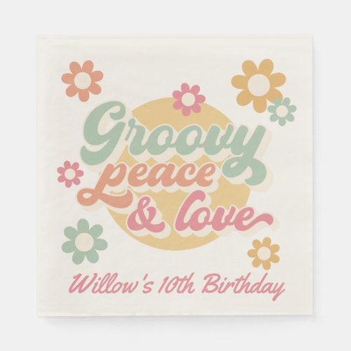 Groovy 60s 70s Flowers Birthday Party Any Age Napkins