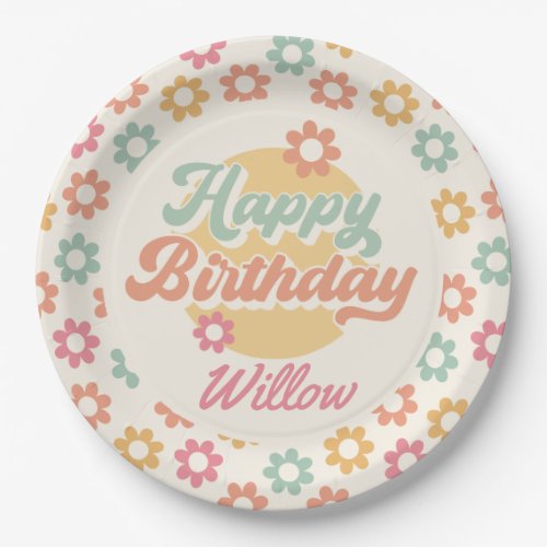 Groovy 60s 70s Flowers Birthday Party Any Age Paper Plates