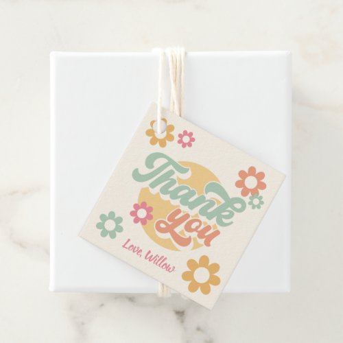 Groovy 60s 70s Flowers Birthday Party Thank You Favor Tags