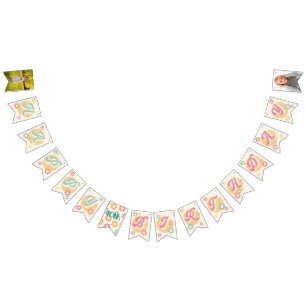 Groovy 60's 70's Flowers Photo Happy Birthday Bunting Flags