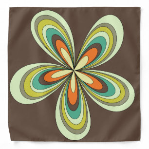 Groovy 60s 70s Hippie Flower Brown Retro Daisy Bandana