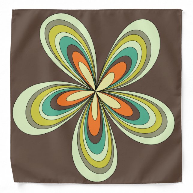 Groovy 60s 70s Hippie Flower Brown Retro Daisy  Bandana (Front)