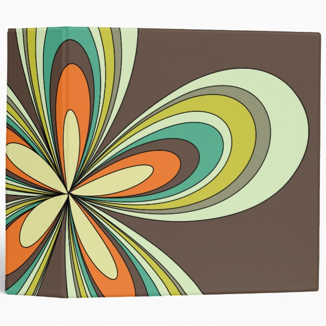 Groovy 60s 70s Hippie Flower Brown Retro Daisy Binder (Front/Spine)