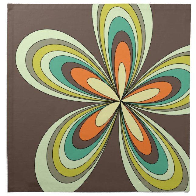 Groovy 60s 70s Hippie Flower Brown Retro Daisy Cloth Napkin (Front)