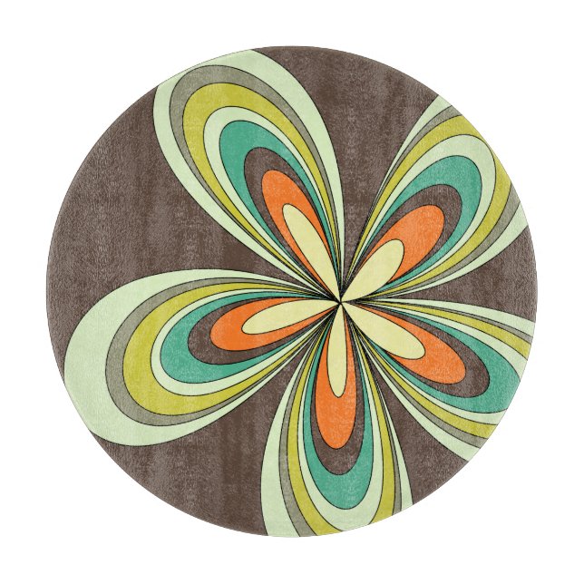 Groovy 60s 70s Hippie Flower Brown Retro Daisy Cutting Board (Front)