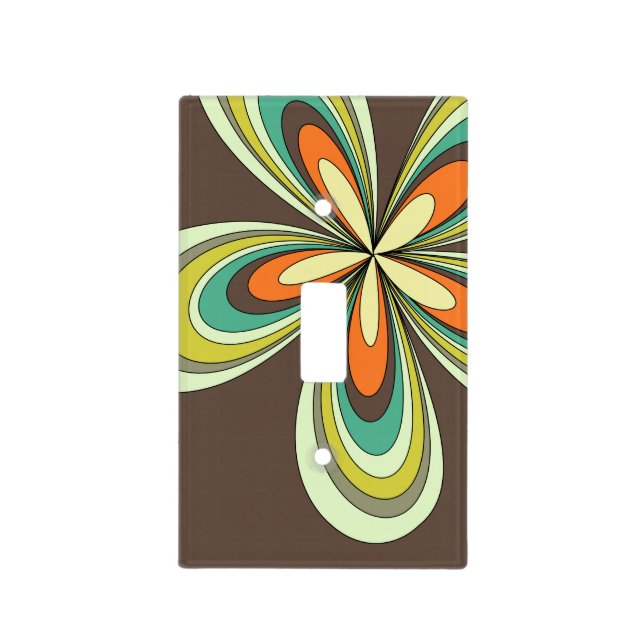 Groovy 60s 70s Hippie Flower Brown Retro Daisy Light Switch Cover (Front)