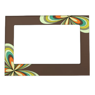 Groovy 60s 70s Hippie Flower Brown Retro Daisy Magnetic Frame